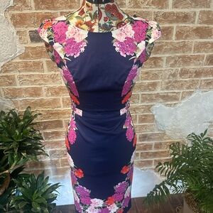 Review Purple and Pink Floral Midi Dress